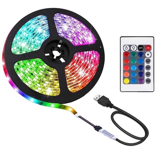 LED-strip, RGB med fjärrkontroll & USB - 3 Meter - Elgiganten