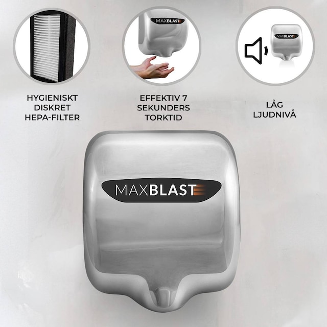 Maxblast Automatisk Kommersiell Handtork med HEPA-filter