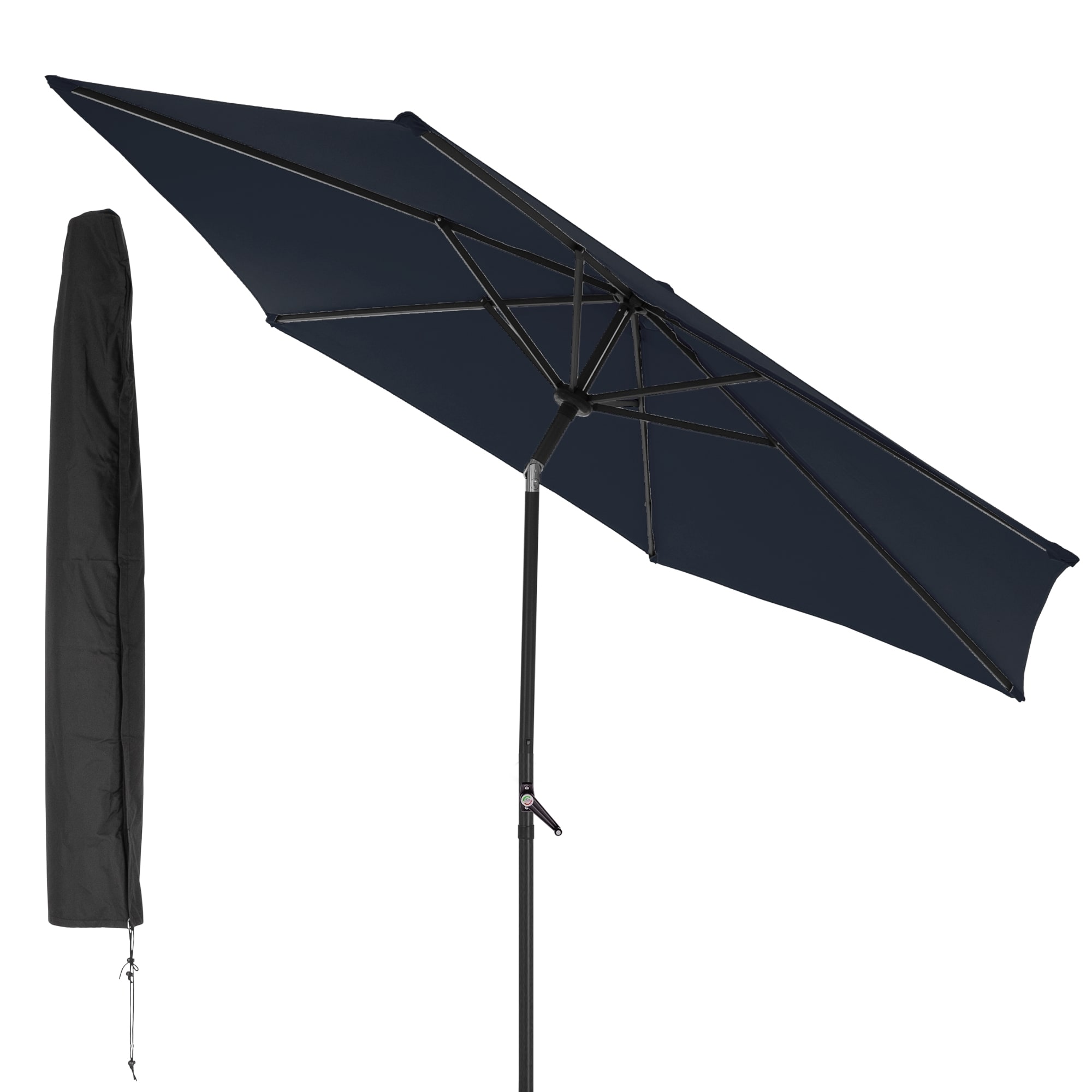 Parasol med vev och överdrag Ø 300 cm Marinblå i Polyester - Elgiganten