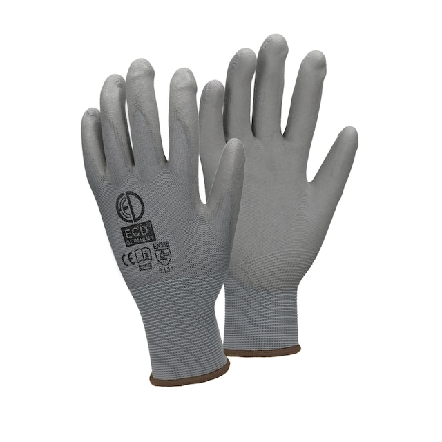 ECD 240 Germany par PU-arbete handskar, storlek 9-L, Gray, mekaniker handskar