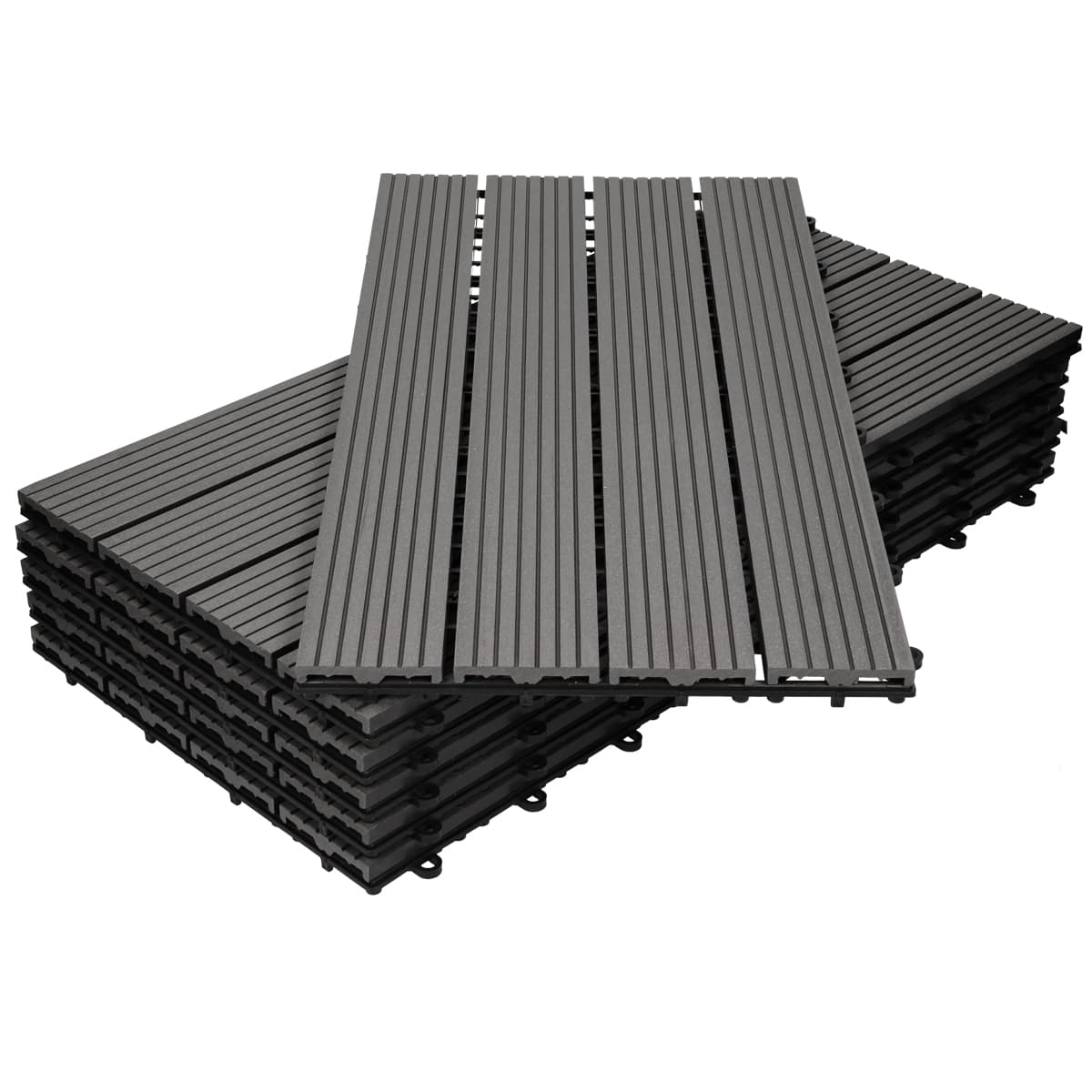 ECD Germany WPC terrassplattor 60x30 cm 6-delars set för 1m² antracit i trä leta