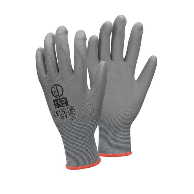 ECD 12 Germany par PU-arbete handskar, storlek 7-S, Gray, mekaniker handskar