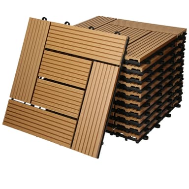 ECD Germany WPC terrassplattor 30 x 30 cm 11-delars set för 1m² teakmosaik trä