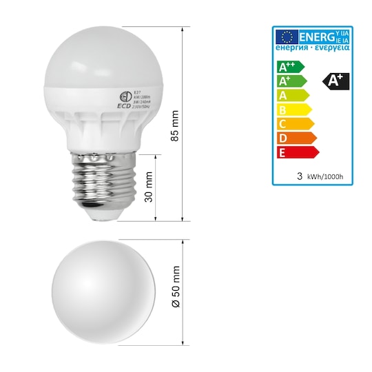 10 st E27 LED-lampa lågenergilampa lampa ljus 3 watt kallt vitt - Elgiganten