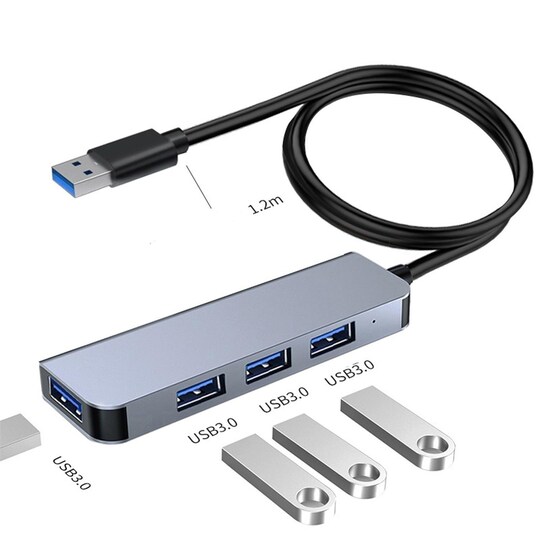 NÖRDIC USB Hubb 4ports 4xUSB-A 3.0 5Gbps 1,2m kabel - Elgiganten