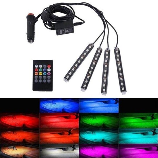 4-i-1 LED-belysning till Bilgolv (RGB Neon) - Ljud- & fjärrkontroll -  Elgiganten