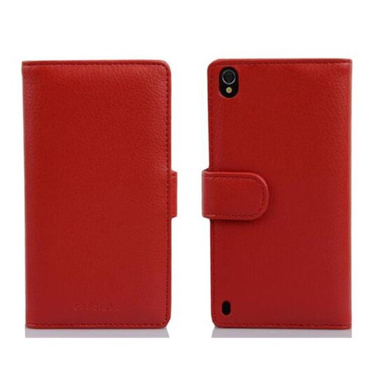 Huawei ASCEND P7 Plånboksfodral Skal (Röd) - Elgiganten