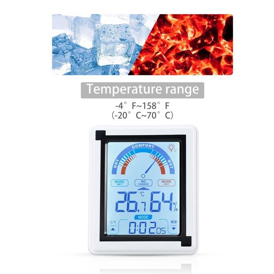 Termometer LCD Touch-termometer med klocka (vit) - Elgiganten