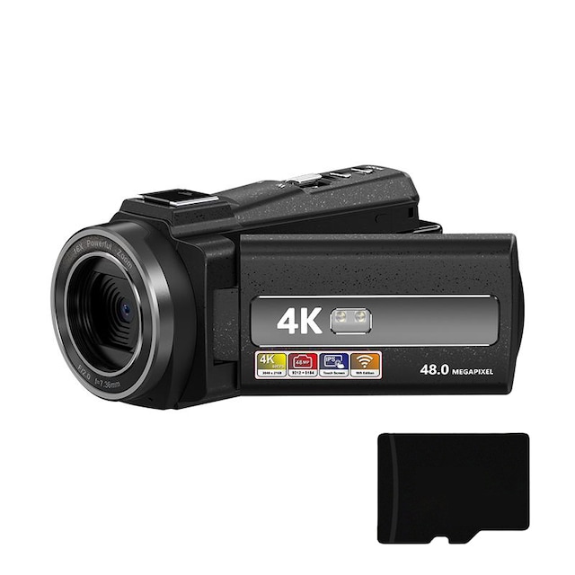 Videokamera 4K/48MP/16x zoom/IR mörkerseende/fjärrkontroll/32GB kort
