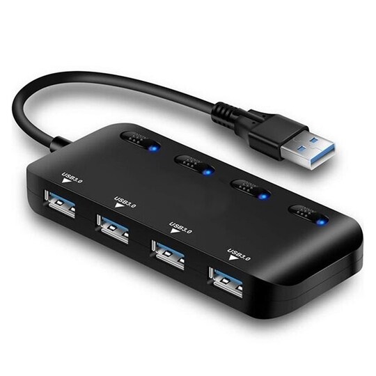 4 portars USB 3.0 Hubb med switch - Elgiganten