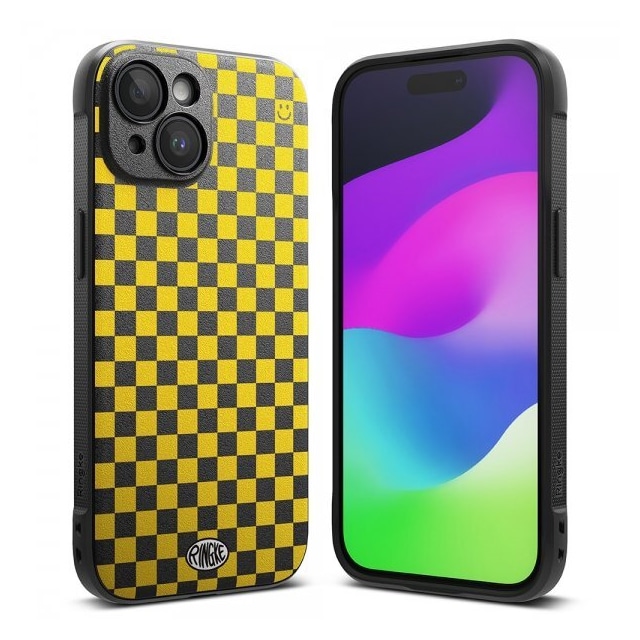 Ringke iPhone 15 Skal Onyx Design Checkerboard Yellow