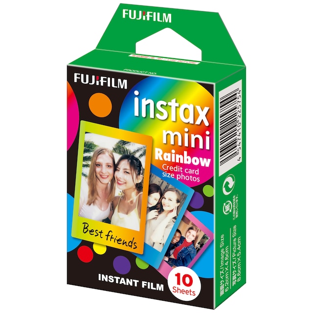 Fujifilm Instax Mini film - regnbågsfärgad ram (10 ark/fp)