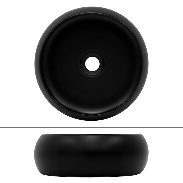 ML-Design tvättställ i keramik, svart matt, Ø 35x30 cm, runt