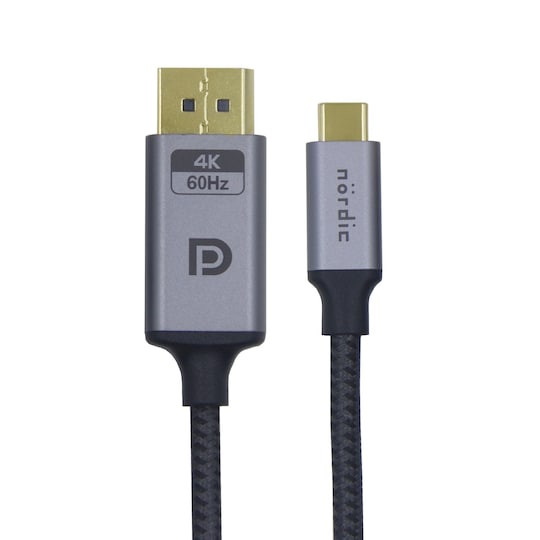 NÖRDIC 2m USBC till Displayport kabel UHD 4K 60Hz DP 1.2 21,6Gbps