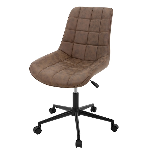 ML-Design kontorsstol, brun, konstläder, höjdjusterbar