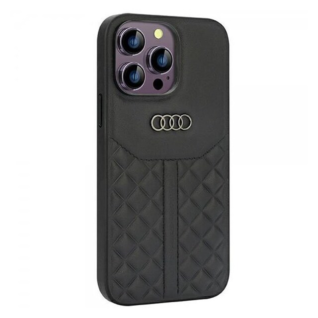 Audi iPhone 14 Pro Max Skal Genuine Leather Case Svart