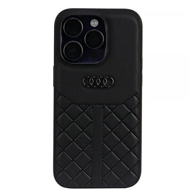 Audi iPhone 14 Pro Skal Genuine Leather Case Svart