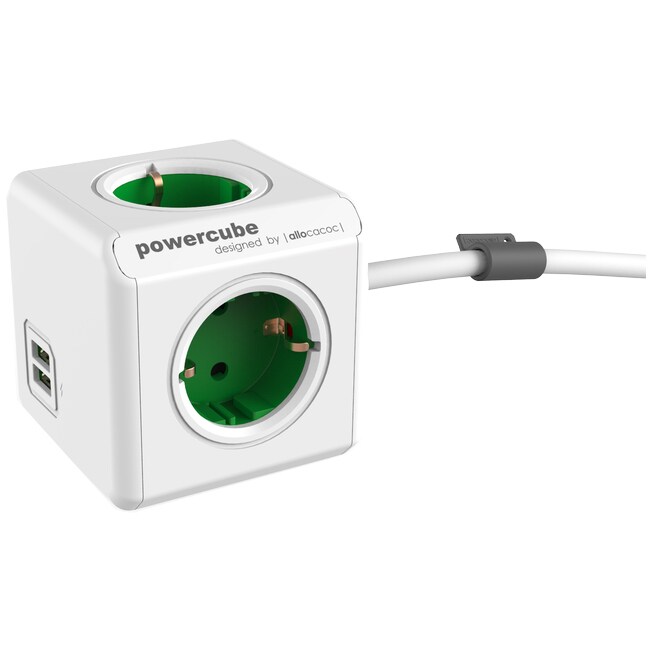 PowerCube Extended USB grenuttag 1402GNDEEUPC (grön ...