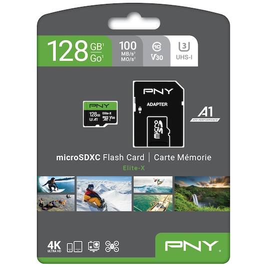PNY Elite-X Micro SDXC U3 V30 minneskort 128 GB - Elgiganten
