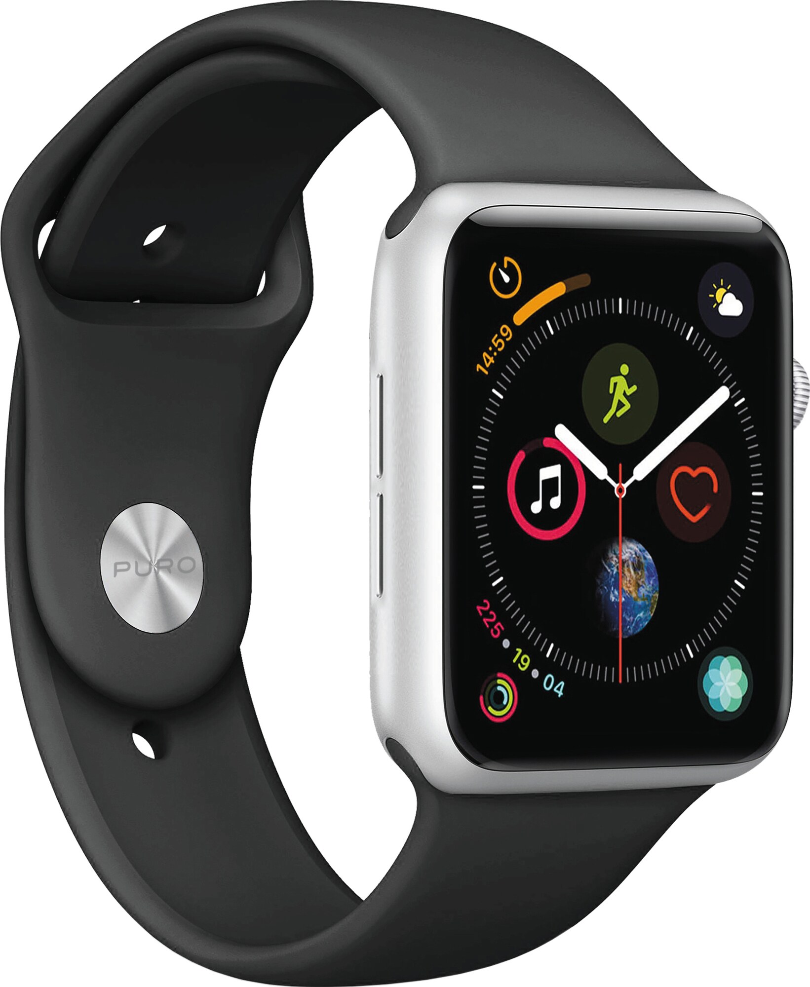 Puro Icon silikon sportarmband för Apple Watch 42-44 mm (svart ...