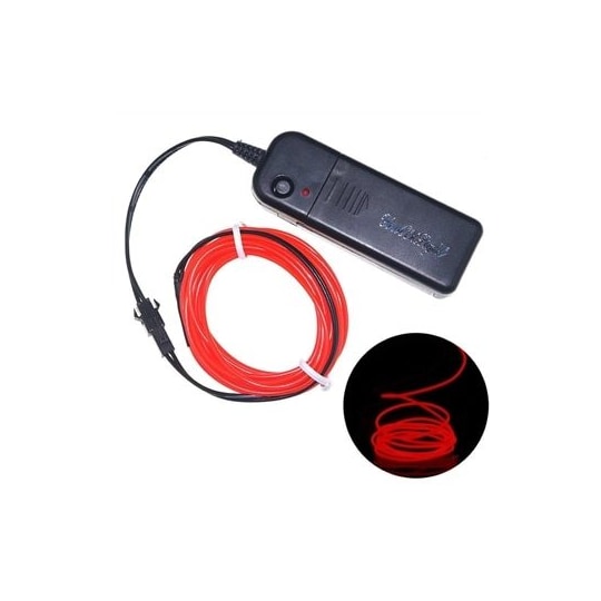 Batteridriven Neon LED slinga för Disco / Bilen / hemdekoration - 3meter  röd - Elgiganten