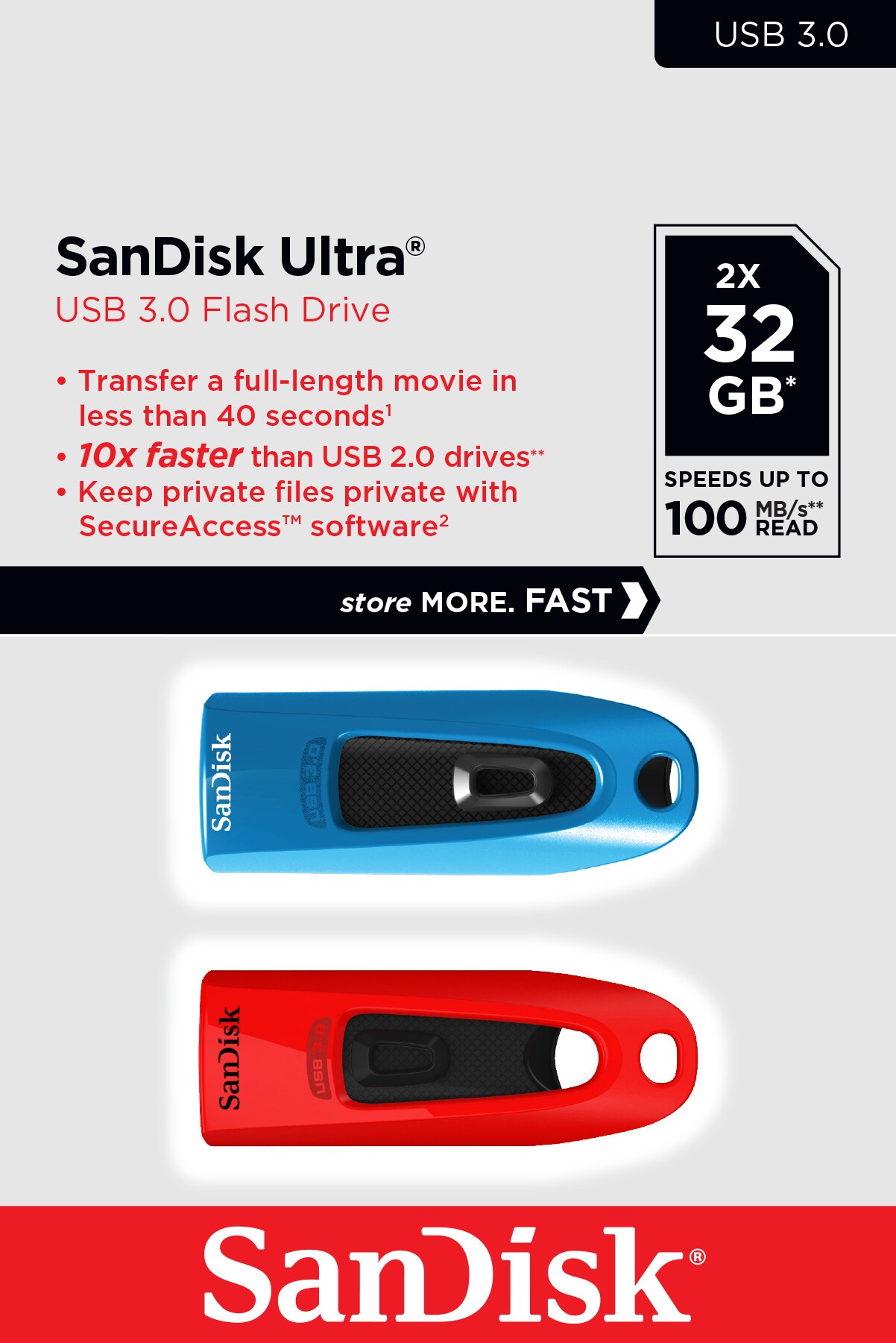 SanDisk Ultra USB 3.0 32 GB USB minne 2-pack - Minneskort, USB ...