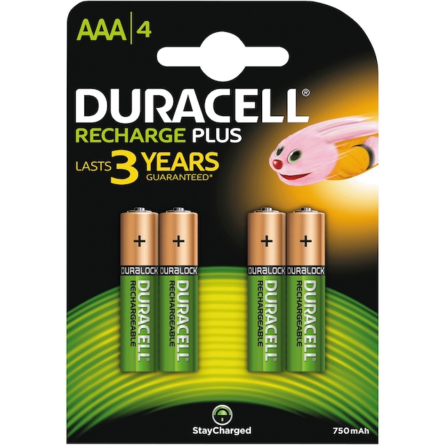 Duracell Recharge Plus AAA 750mAh Batterier, 4-pack