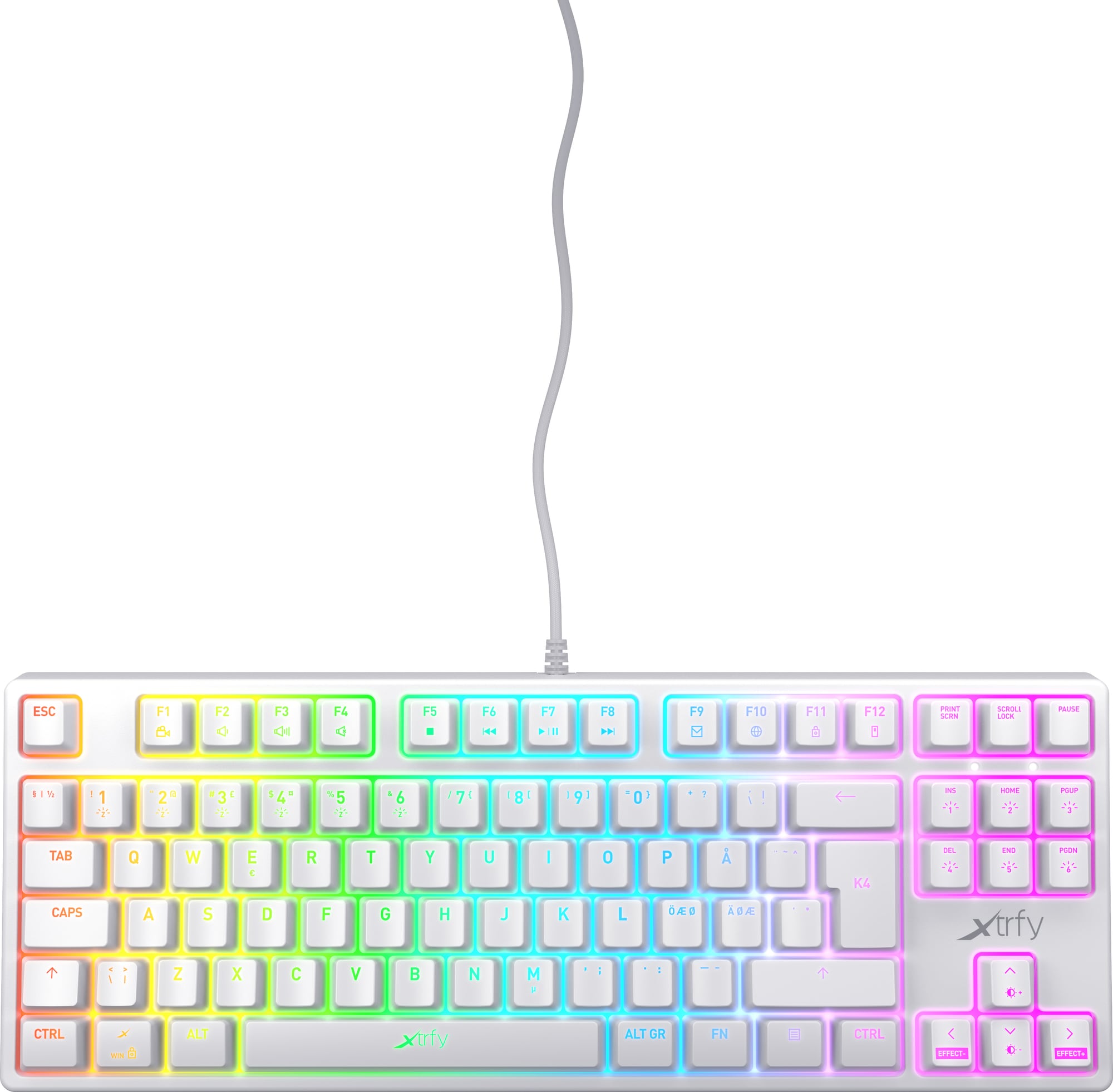 Xtrfy K4 RGB mekaniskt tangentbord utan numerisk knappsats (vitt) -  Elgiganten