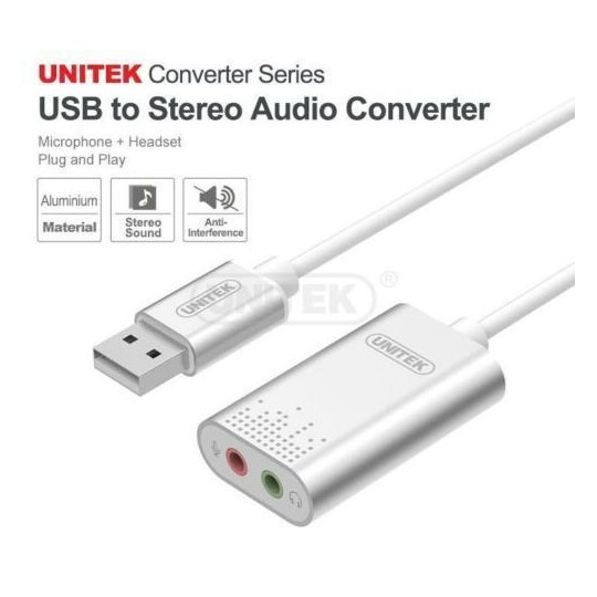 UNITEK Y-247A USB till Strero adapter med stöd för DAC och ADC utgång för  headset och mikrofon - Elgiganten