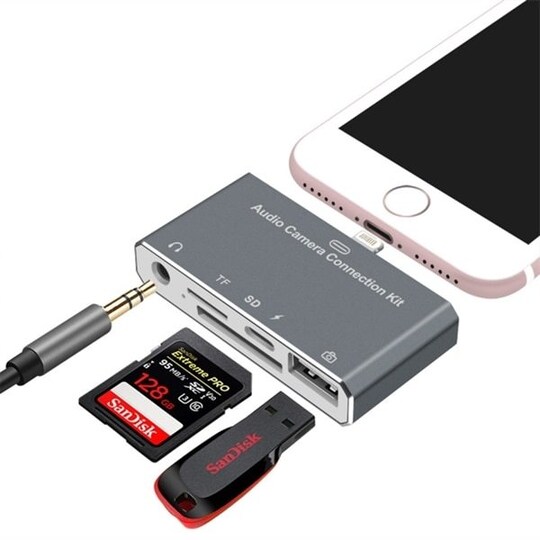 Usb kortläsare 5i1 Adapter till iPhone - SD / 3,5mm Typ-C - Elgiganten