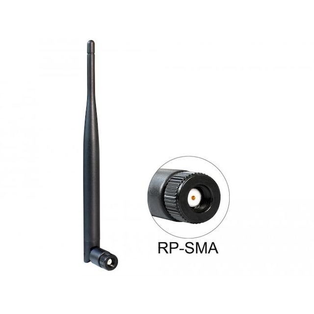 DeLOCK WLAN antenn rundstrålande 802.11b/g/n/ac RP-SMA 4-5 dBi omnidirectional