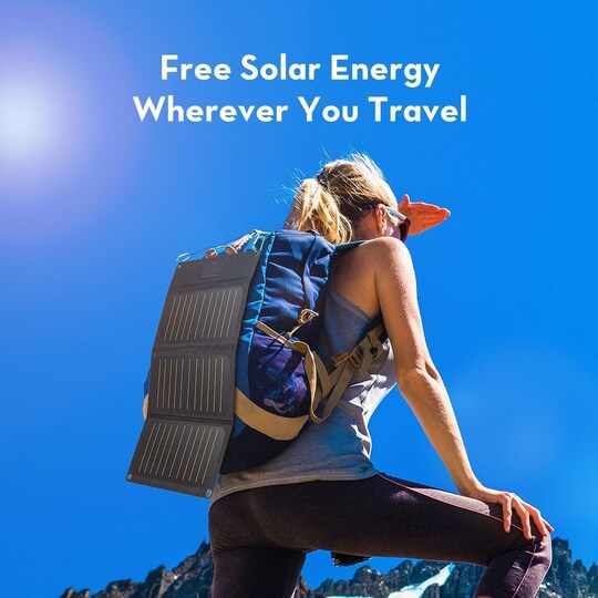 RAVPower Solar Charger, 21W Solpanel, Svart - Elgiganten