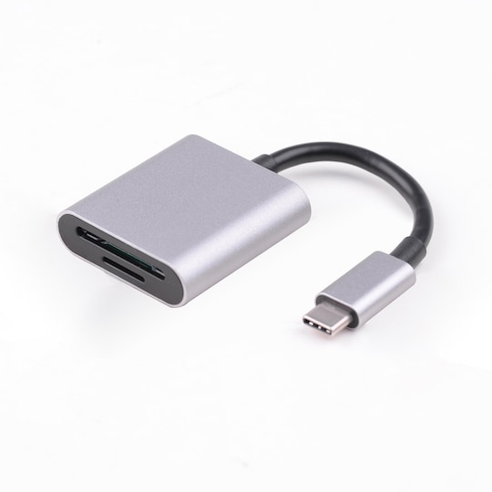 NÖRDIC USB C minneskortläsare SD TF aluminium Silver Grey Card Reader -  Elgiganten