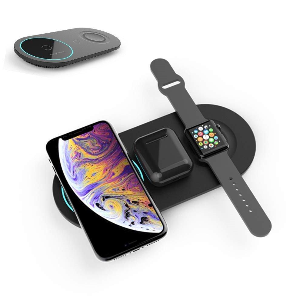 Trådlös snabbladdare för mobil, Apple Watch och Airpods svart - Elgiganten