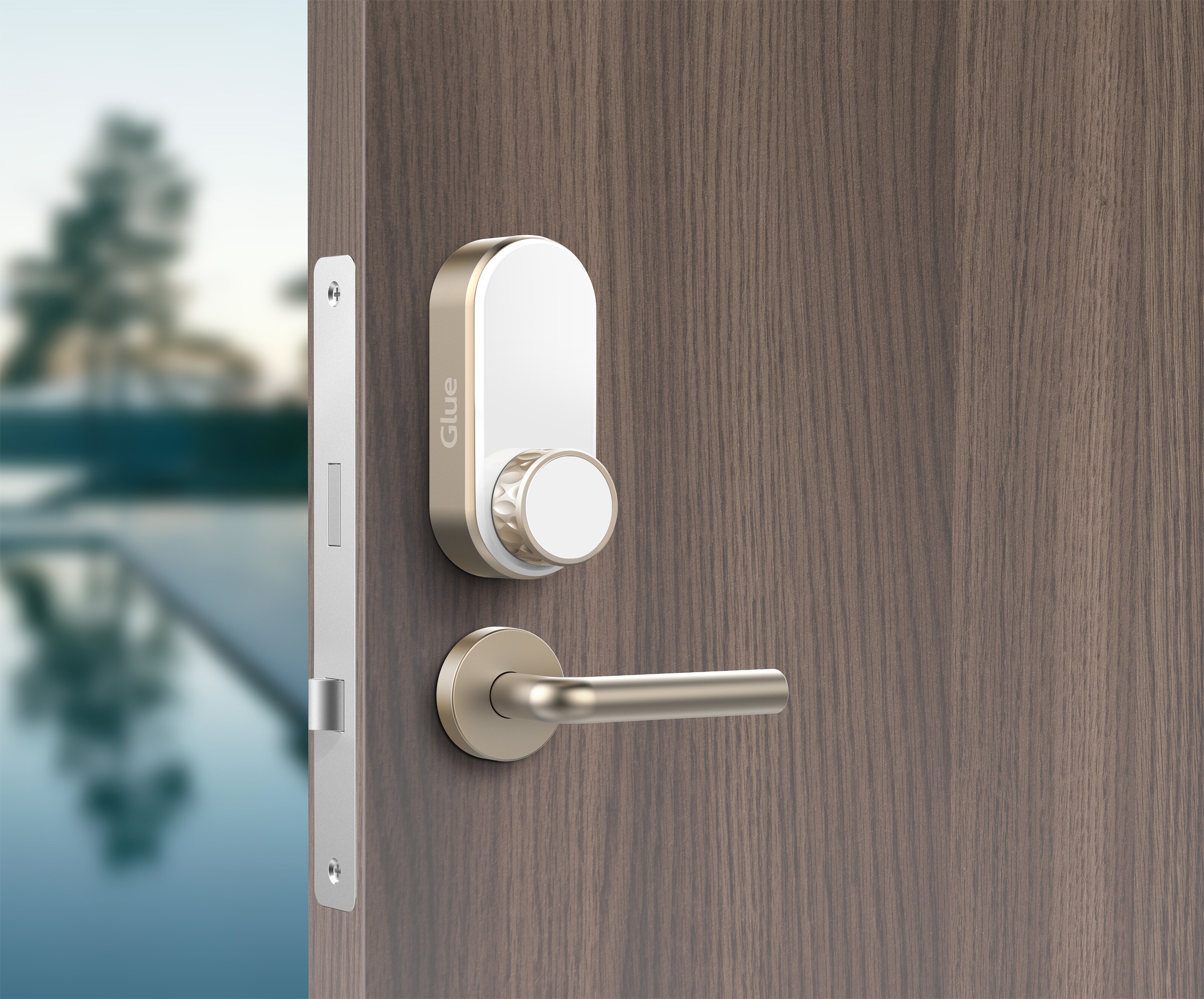 Glue Home smart trådlöst dörrlås (guld) - Elektroniskt dörrlås ...