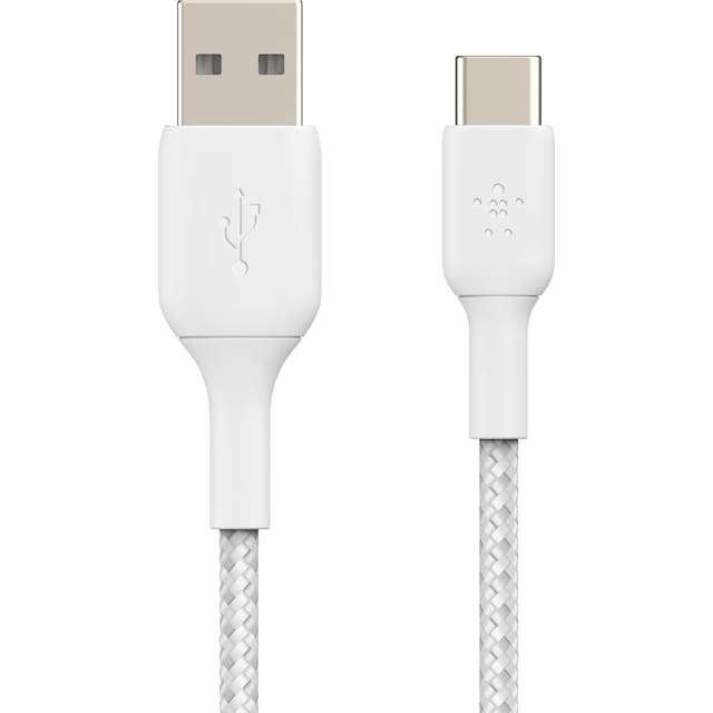 Belkin BOOST CHARGE USB-C till USB-A flätad kabel 2m (vit)