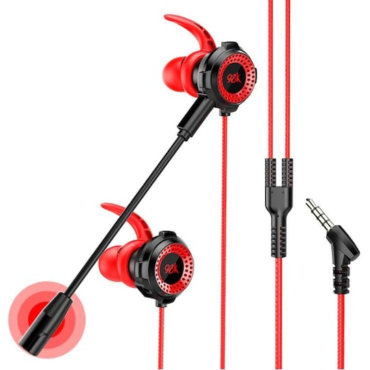 In-ear-hörlurar med avtagbar mikrofon - Svart/röd - Elgiganten