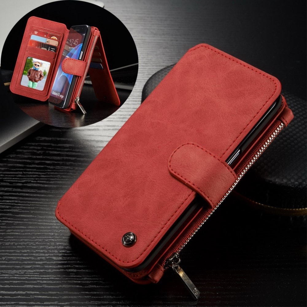 CASEME Samsung Galaxy S7 Edge Retro läder plånboksfodral Röd - Skal och  Fodral - Elgiganten
