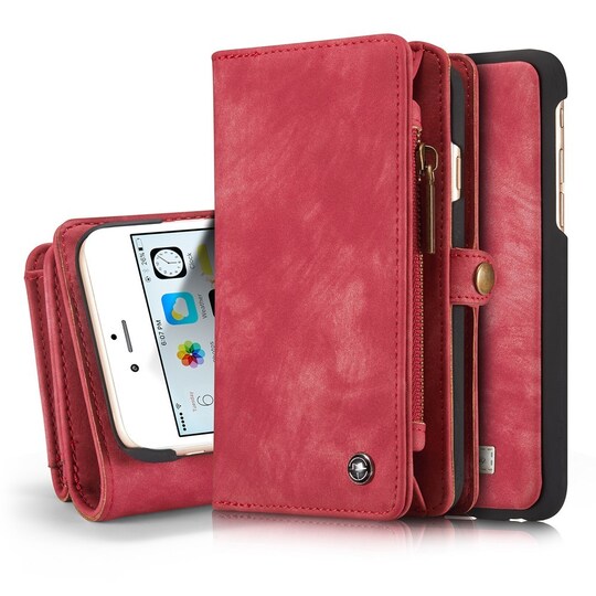 CASEME iPhone 6s 6 Retro Split läder plånboksfodral - Röd - Elgiganten