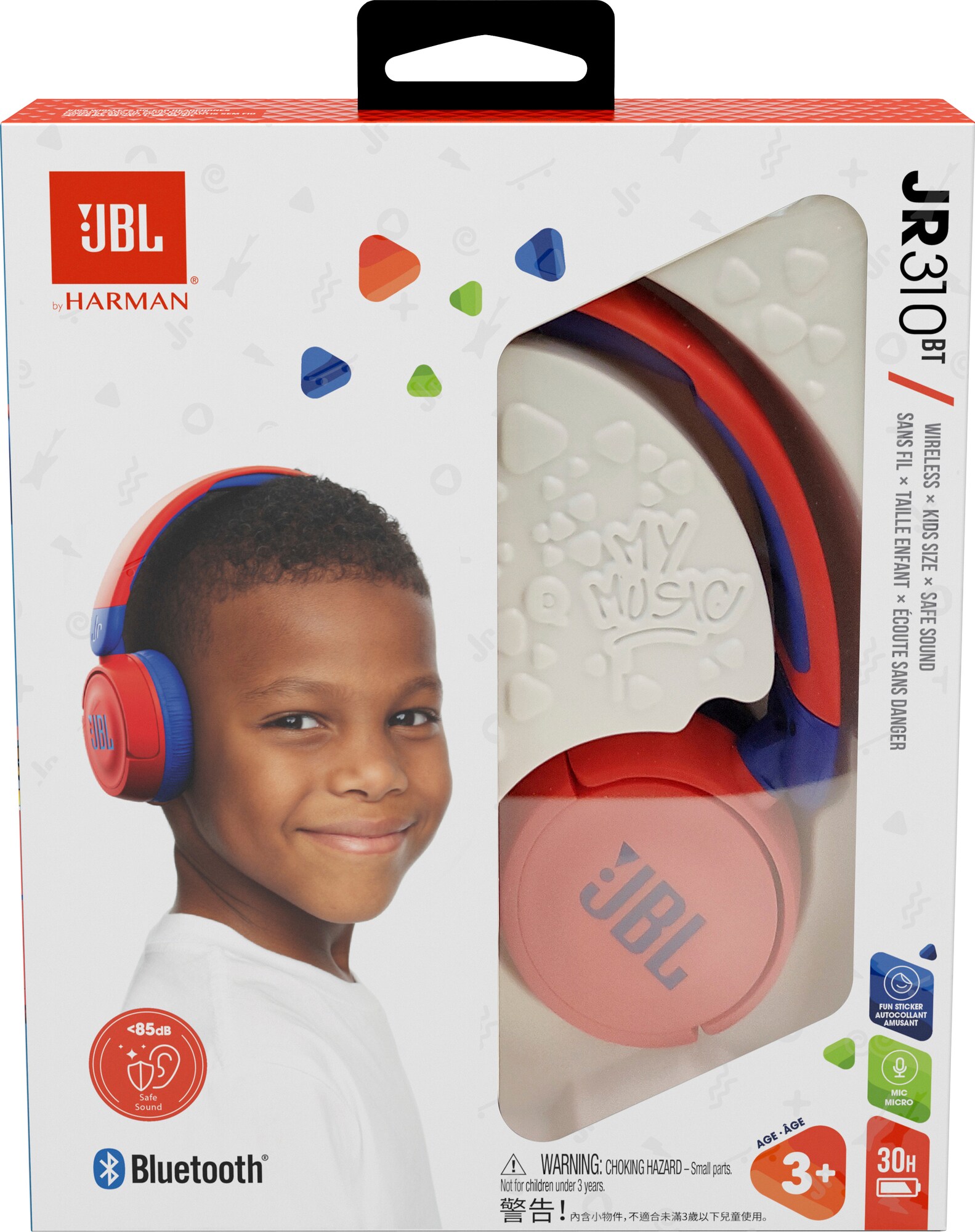 JBL Jr. 310BT trådlösa on-ear hörlurar (röd/blå) - Hörlurar - Elgiganten
