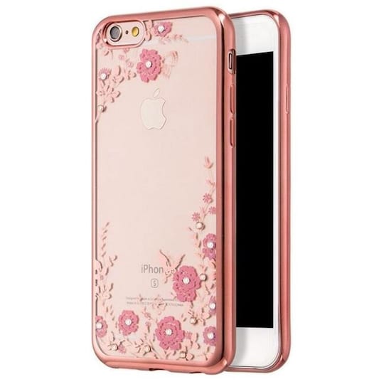 TPU skal iPhone 7 Plus/ iPhone 8 Plus, Blommor och strasspärlor, Rosa -  Elgiganten