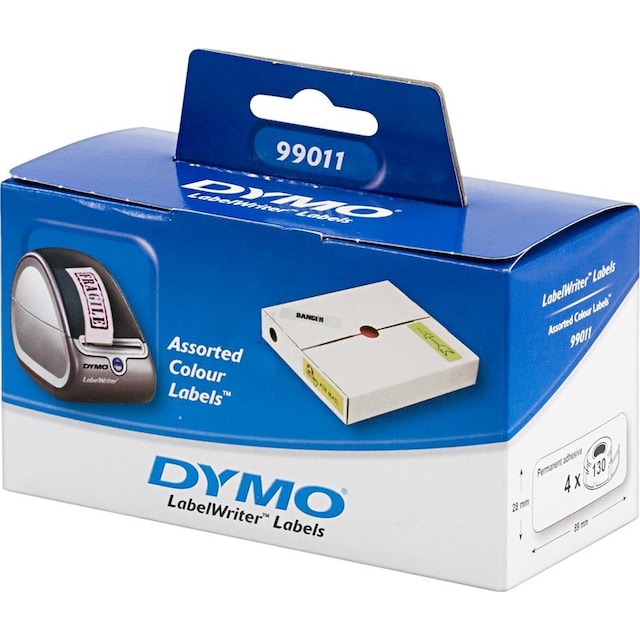 DYMO LabelWriter etiketter i gult, rosa, blått, grönt 89x28mm/4x130st (S0722380)