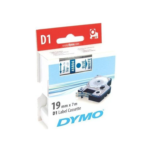 DYMO D1 märktejp standard 19mm, blått på vitt, 7m rulle (45804)