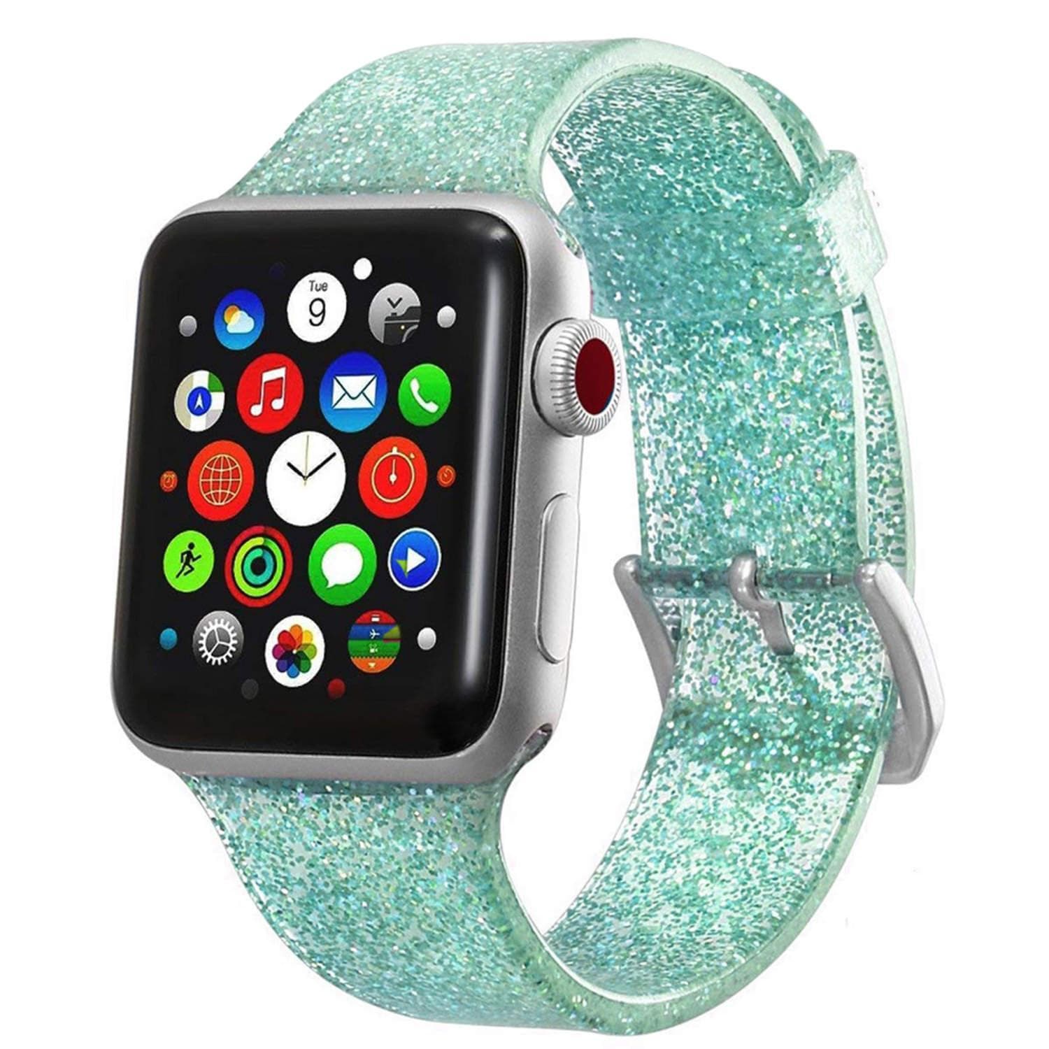 Apple Watch armband 42 mm - Glitter turkosgrön - Elgiganten