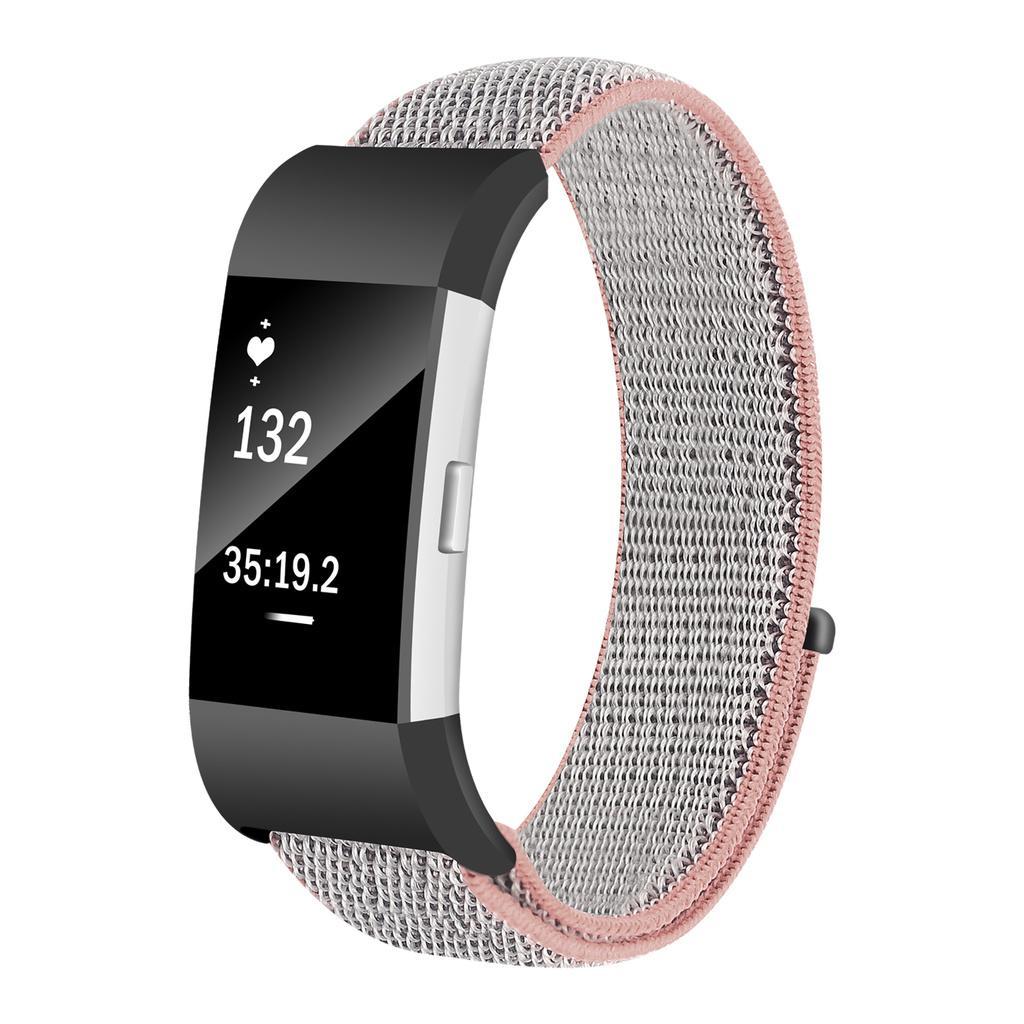 Fitbit Charge 2 armband nylon Grå/Rosa (S) - Elgiganten