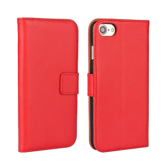 SKALO iPhone 7/8 Plånboksfodral Äkta Skinn - Röd - Elgiganten