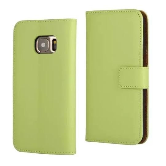 Plånboksfodral Äkta Skinn Samsung S7 - Grön - Elgiganten
