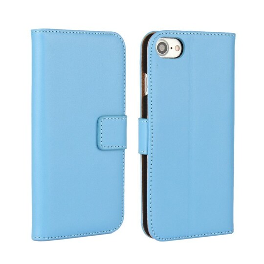 SKALO iPhone 7/8 Plånboksfodral Äkta Skinn - Blå - Elgiganten