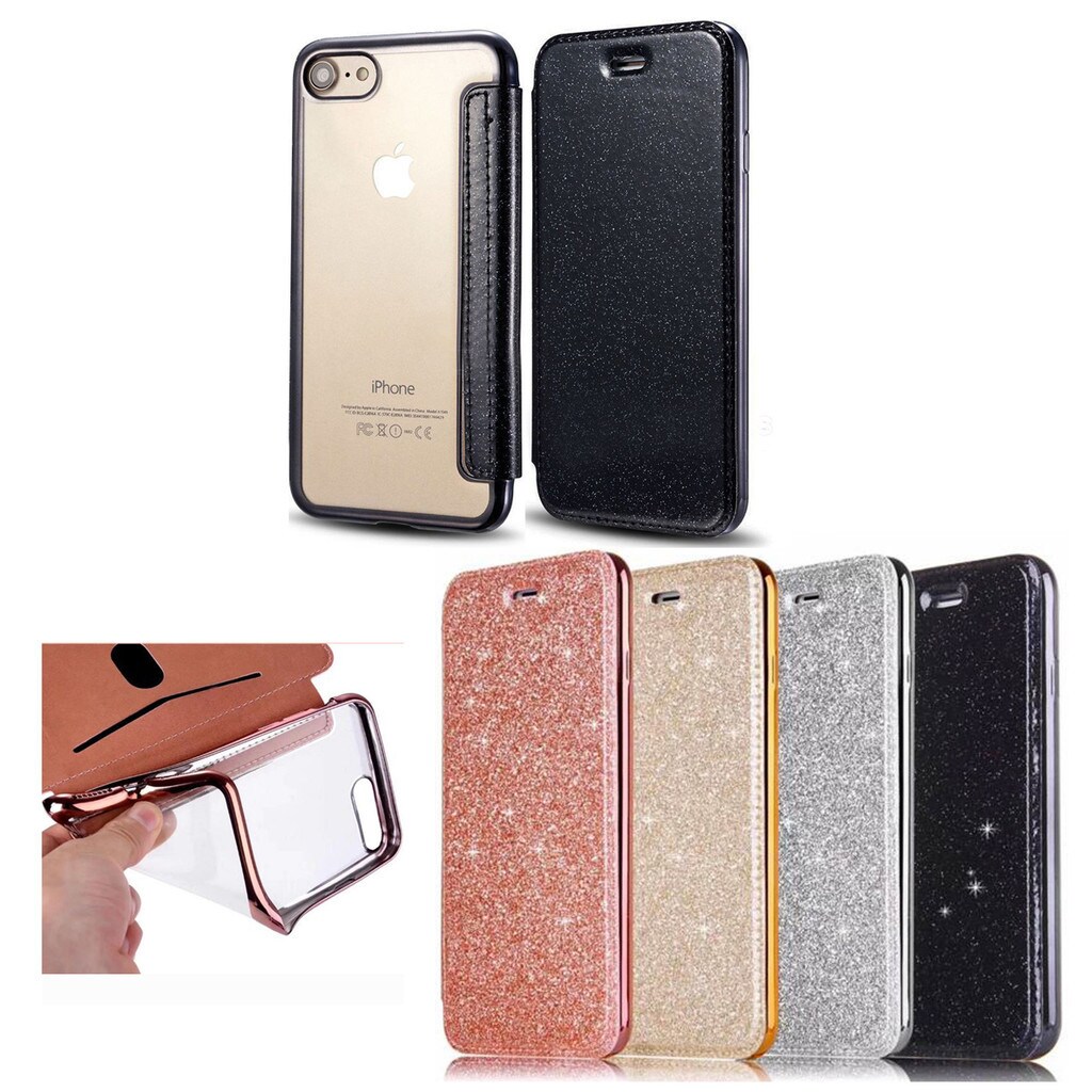 iPhone 7/8 Plånboksfodral TPU Ultraslim Glitter - Svart - Skal och Fodral -  Elgiganten