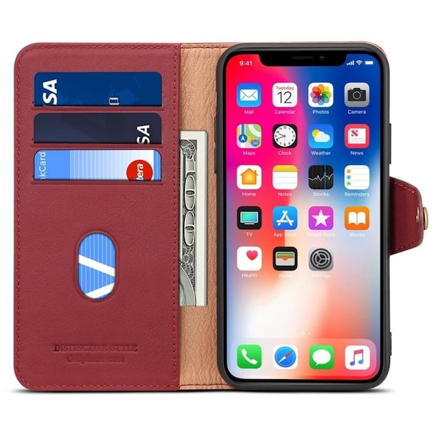 Denior Mobilplånbok läder 3-kort Apple iPhone XR (6.1")  - Vinröd